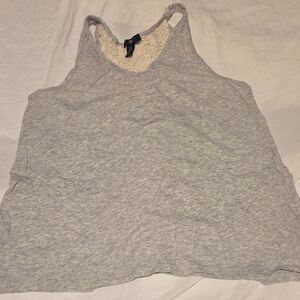 GAP Light Gray Racerback Tank with Lace Panel